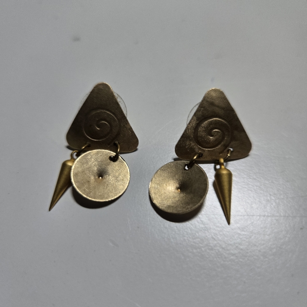 Vintage Navajo Style Abstract Saucer With Dangling Spike Earrings
